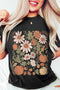 Autumnal Bloom Pumpkin Patch Floral Botanical Graphic Tee